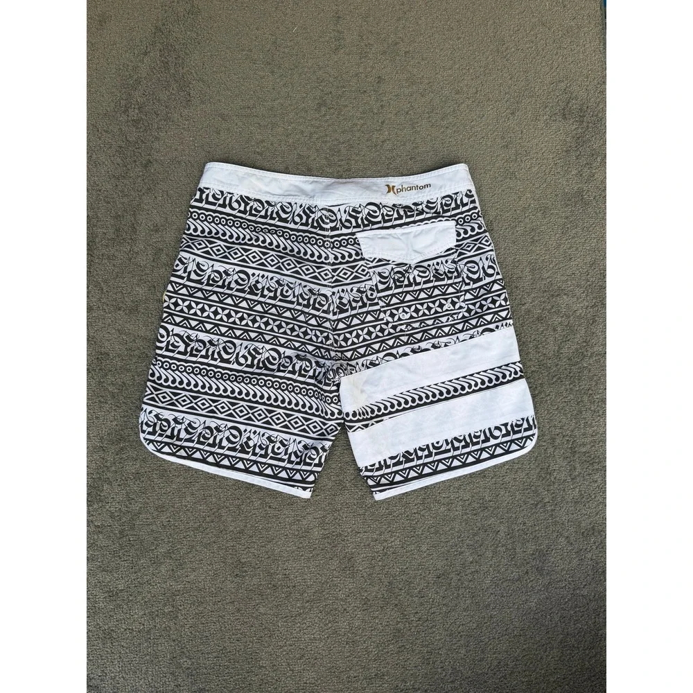 Hurley Phantom Cryptik Board Shorts Mens 33 Black White Tribal Geometric Swim